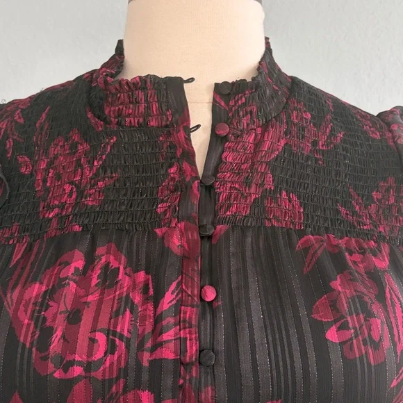 WHBM Smocked Waist Ruffle Midi Dress NWT - Picture 7 of 16